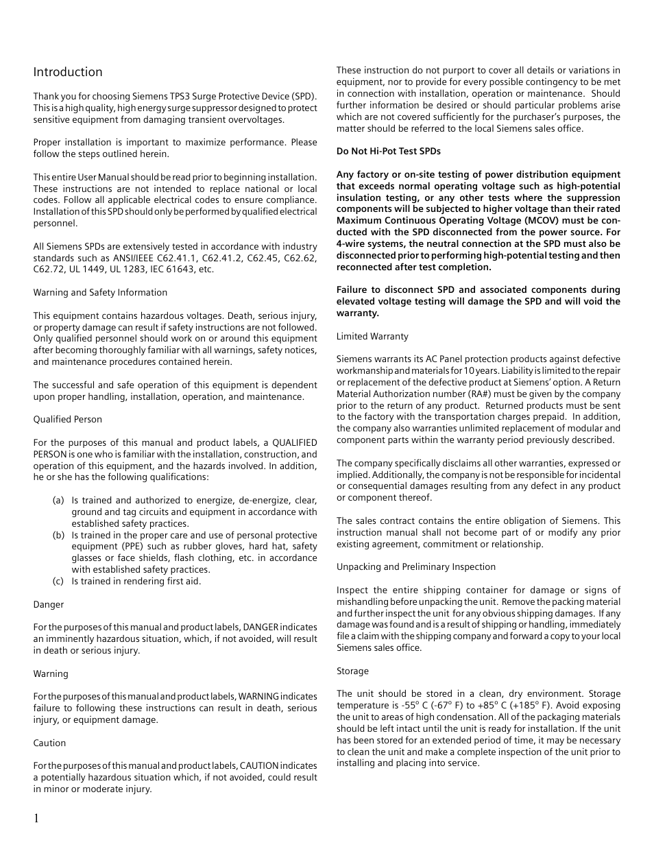 Introduction | Siemens Surge Protective Device TPS3 12 User Manual | Page 4 / 16