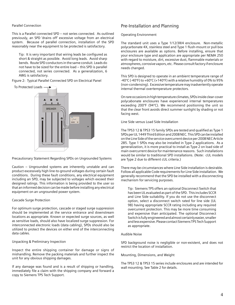 Pre-installation and planning | Siemens Surge Protective Device TPS3 12 User Manual | Page 7 / 16