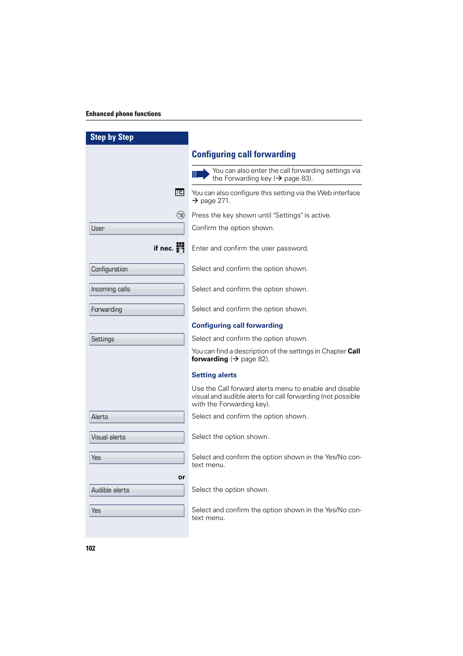 Configuring call forwarding | Siemens HIPATH 8000 User Manual | Page 102 / 297