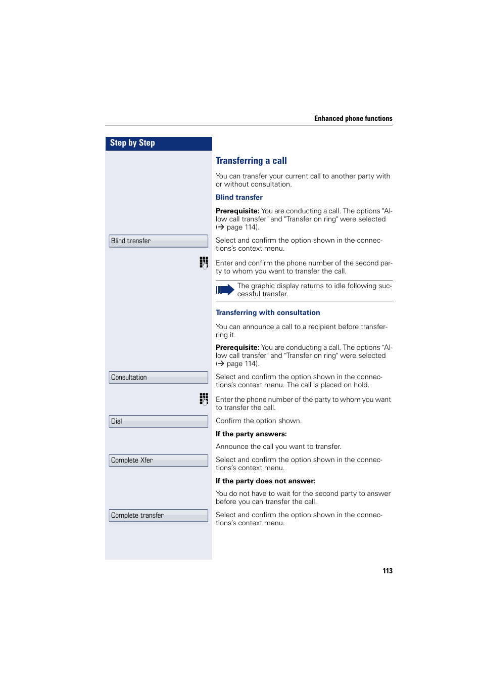 Transferring a call | Siemens HIPATH 8000 User Manual | Page 113 / 297