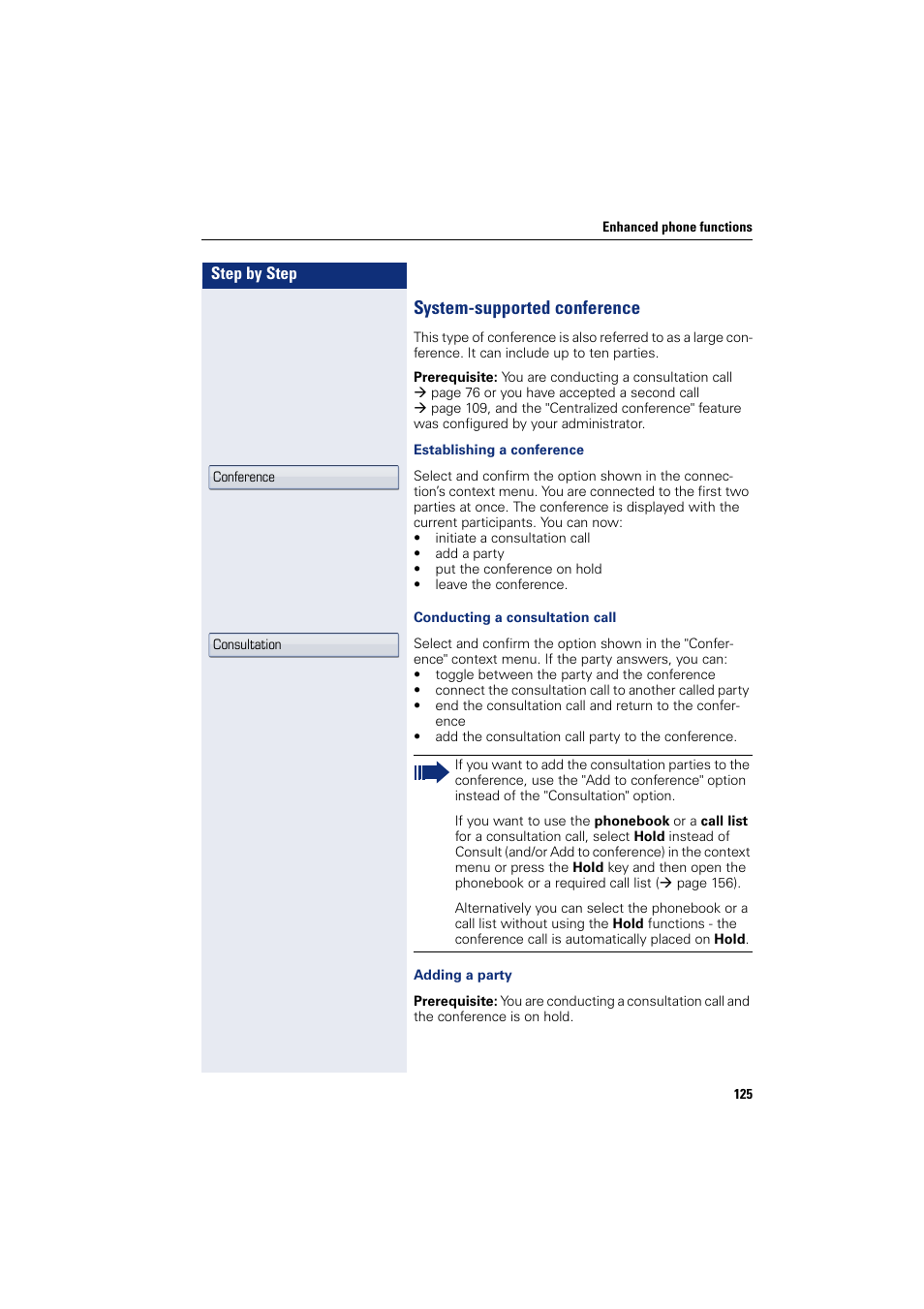 System-supported conference | Siemens HIPATH 8000 User Manual | Page 125 / 297