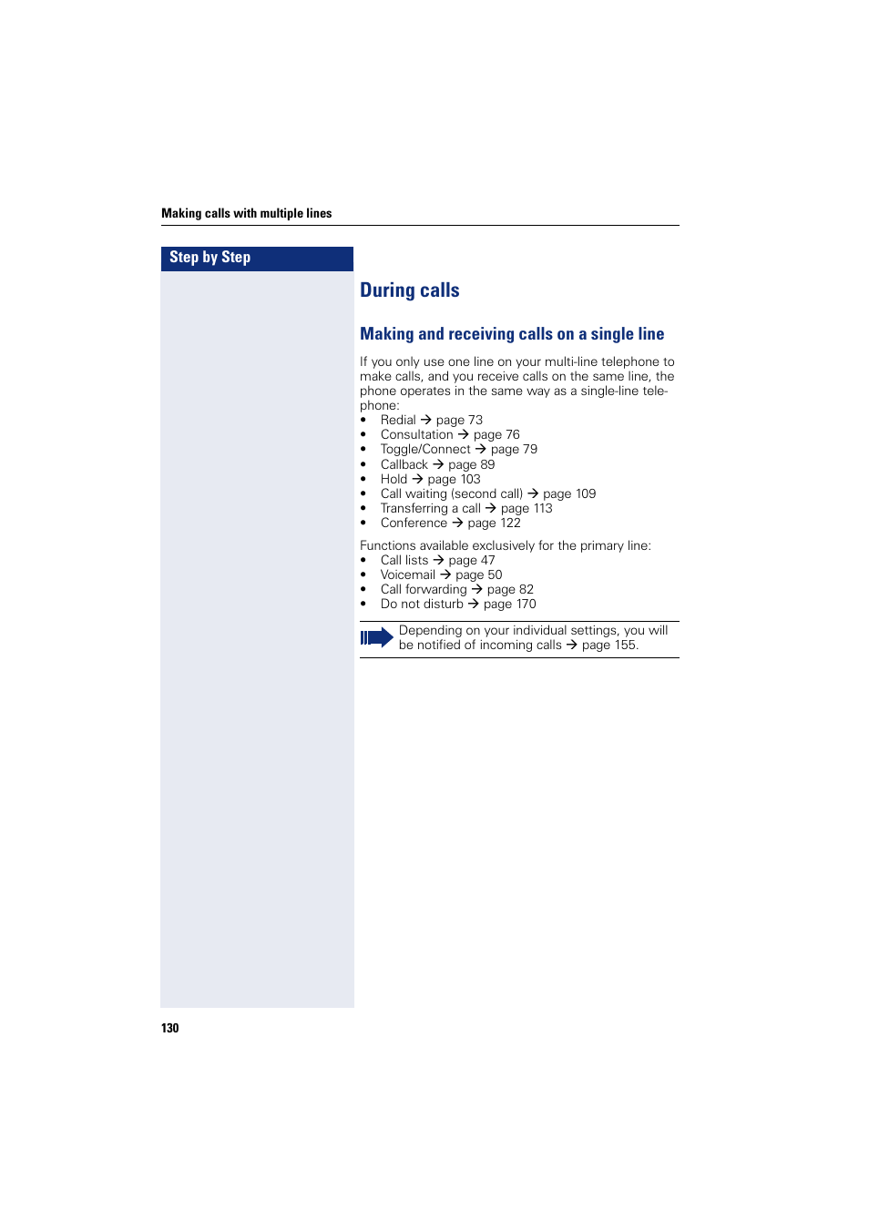 During calls, Making and receiving calls on a single line | Siemens HIPATH 8000 User Manual | Page 130 / 297