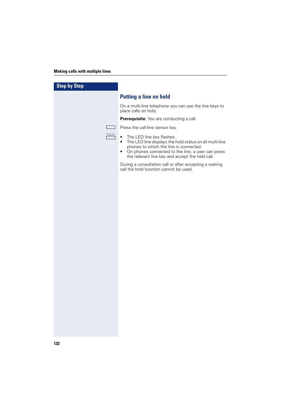 Putting a line on hold | Siemens HIPATH 8000 User Manual | Page 132 / 297