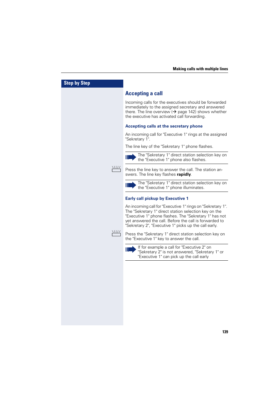 Accepting a call | Siemens HIPATH 8000 User Manual | Page 139 / 297