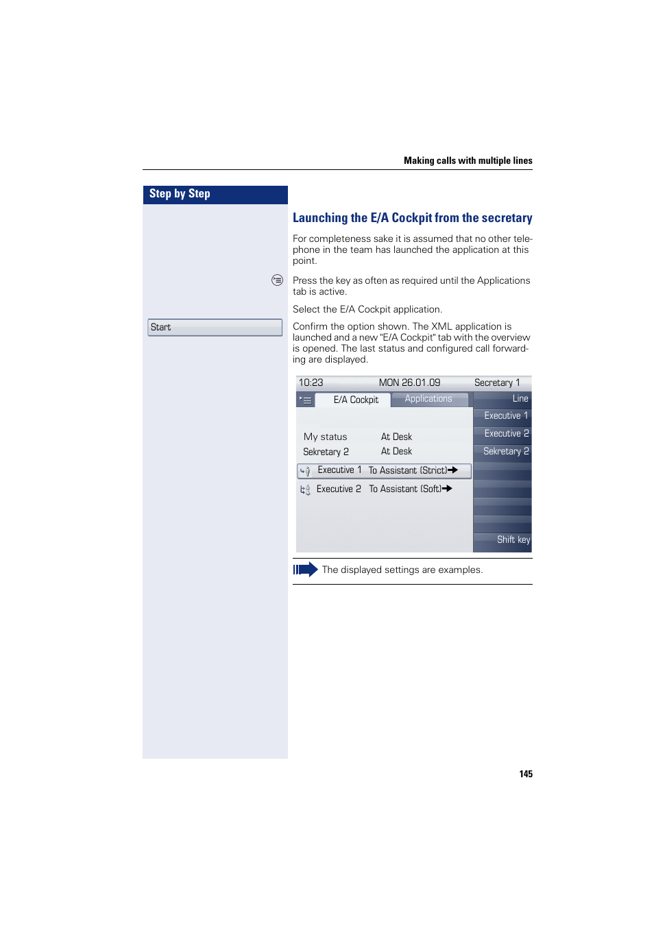 Launching the e/a cockpit from the secretary | Siemens HIPATH 8000 User Manual | Page 145 / 297