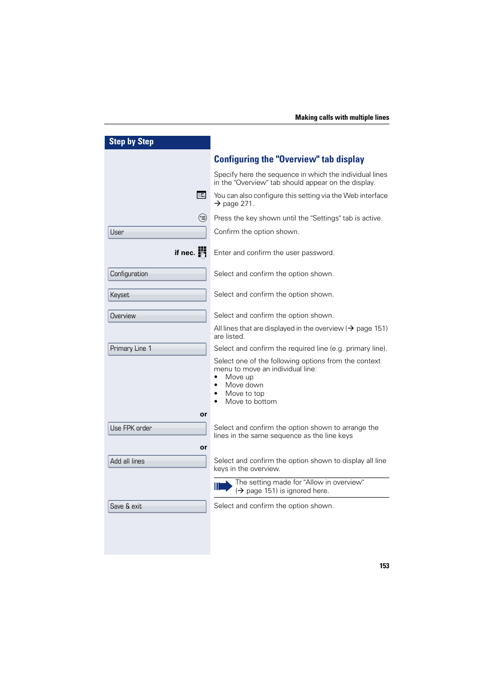 Configuring the "overview" tab display | Siemens HIPATH 8000 User Manual | Page 153 / 297