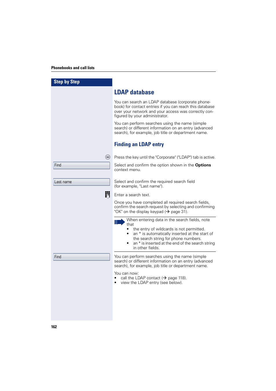 Ldap database, Finding an ldap entry | Siemens HIPATH 8000 User Manual | Page 162 / 297