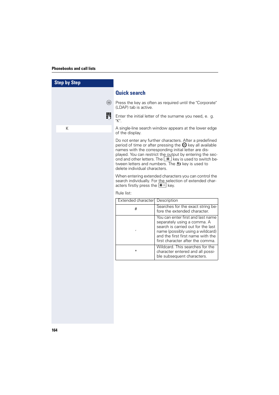 Quick search | Siemens HIPATH 8000 User Manual | Page 164 / 297