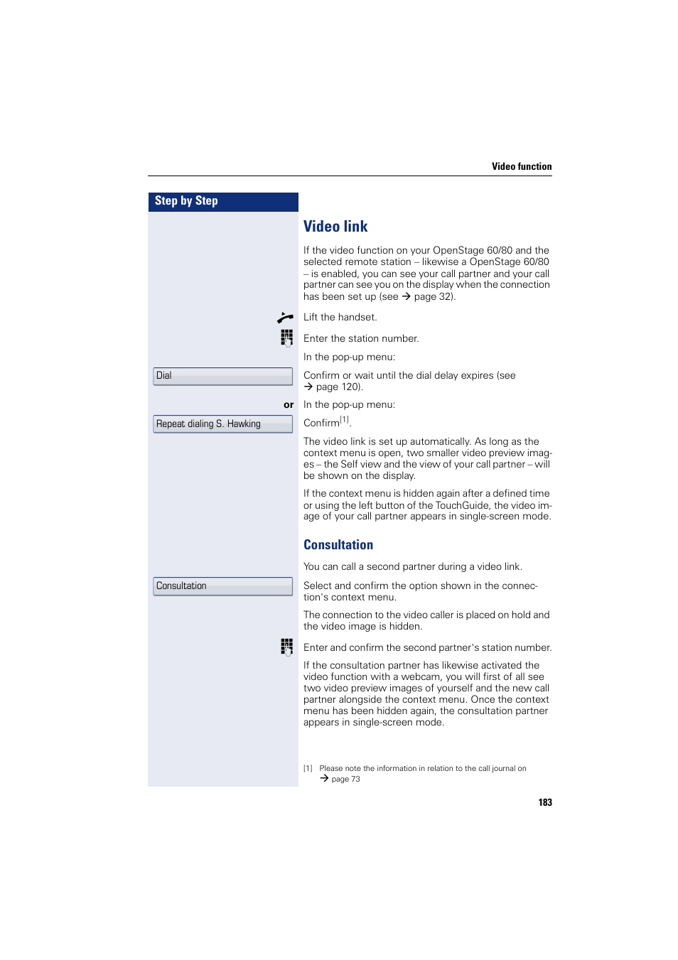 Video link, Consultation | Siemens HIPATH 8000 User Manual | Page 183 / 297