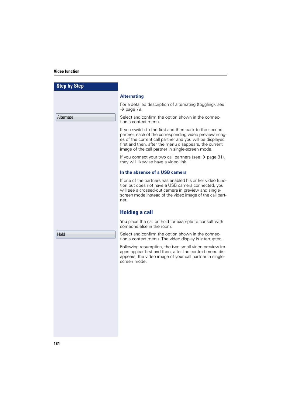 Holding a call | Siemens HIPATH 8000 User Manual | Page 184 / 297