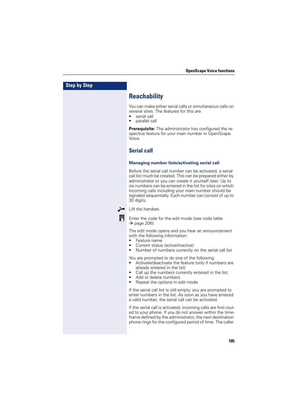 Reachability, Serial call | Siemens HIPATH 8000 User Manual | Page 195 / 297