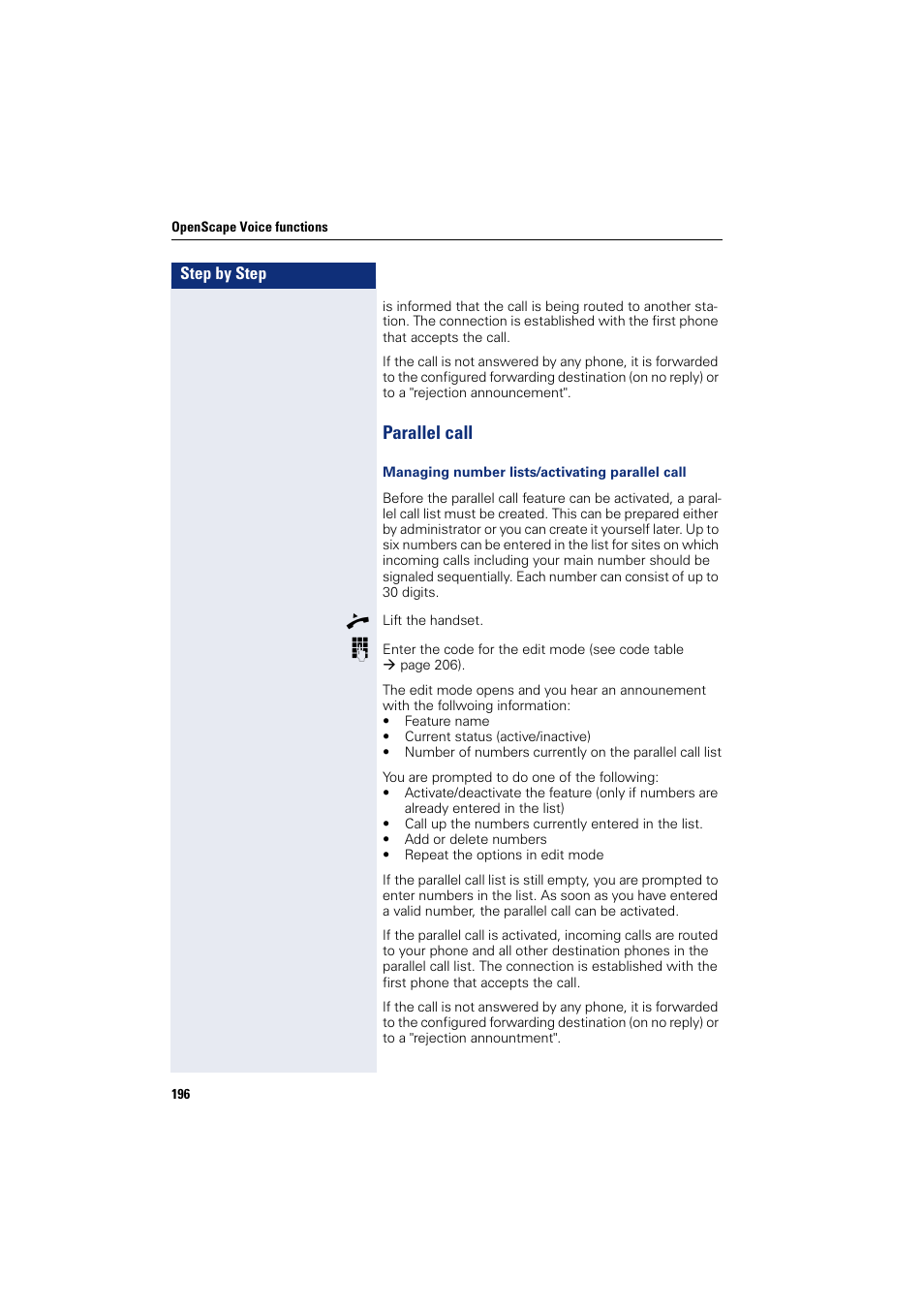 Parallel call | Siemens HIPATH 8000 User Manual | Page 196 / 297