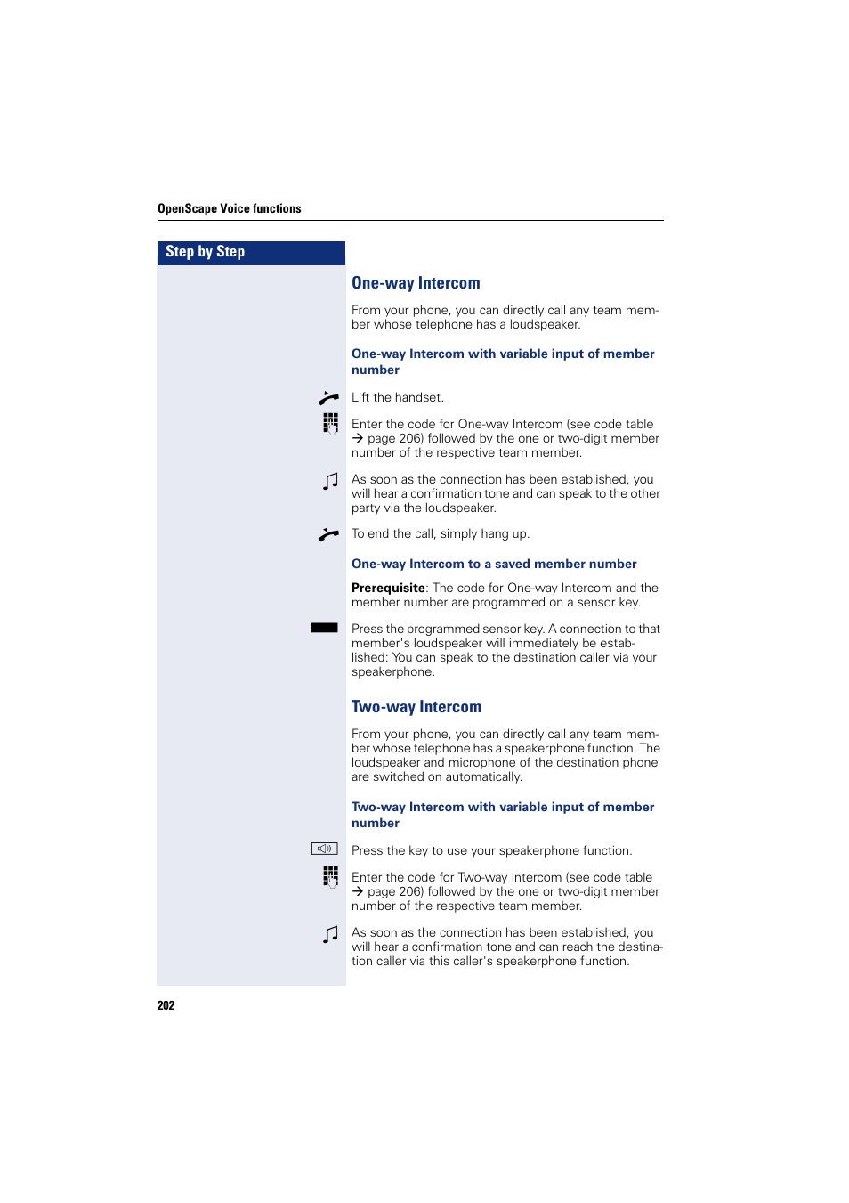 One-way intercom, Two-way intercom, One-way intercom two-way intercom | Siemens HIPATH 8000 User Manual | Page 202 / 297