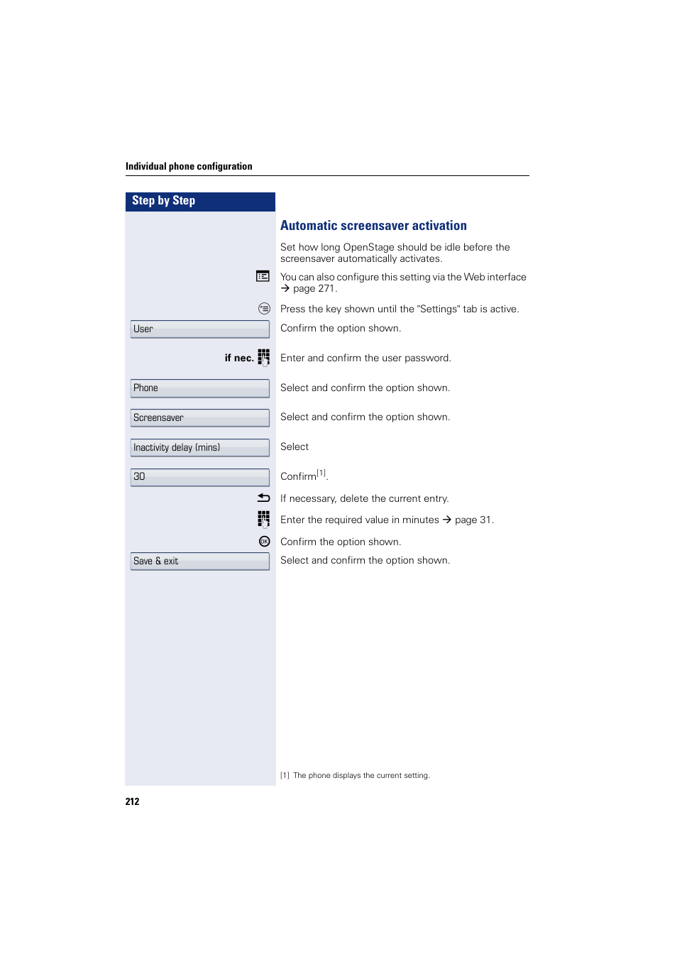 Automatic screensaver activation | Siemens HIPATH 8000 User Manual | Page 212 / 297