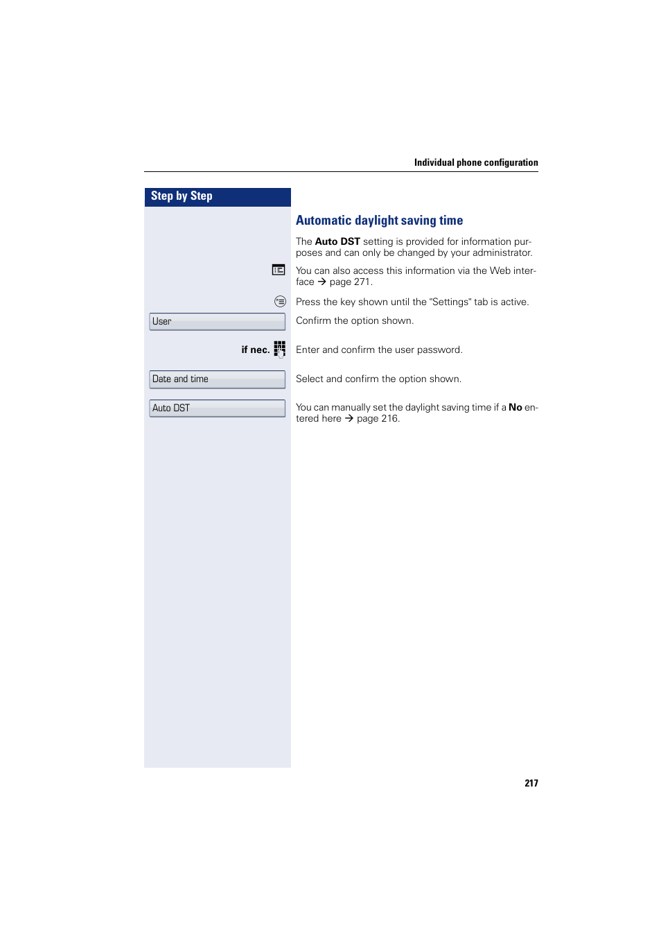 Automatic daylight saving time | Siemens HIPATH 8000 User Manual | Page 217 / 297