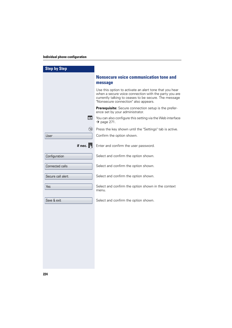 Nonsecure voice communication tone and message | Siemens HIPATH 8000 User Manual | Page 224 / 297