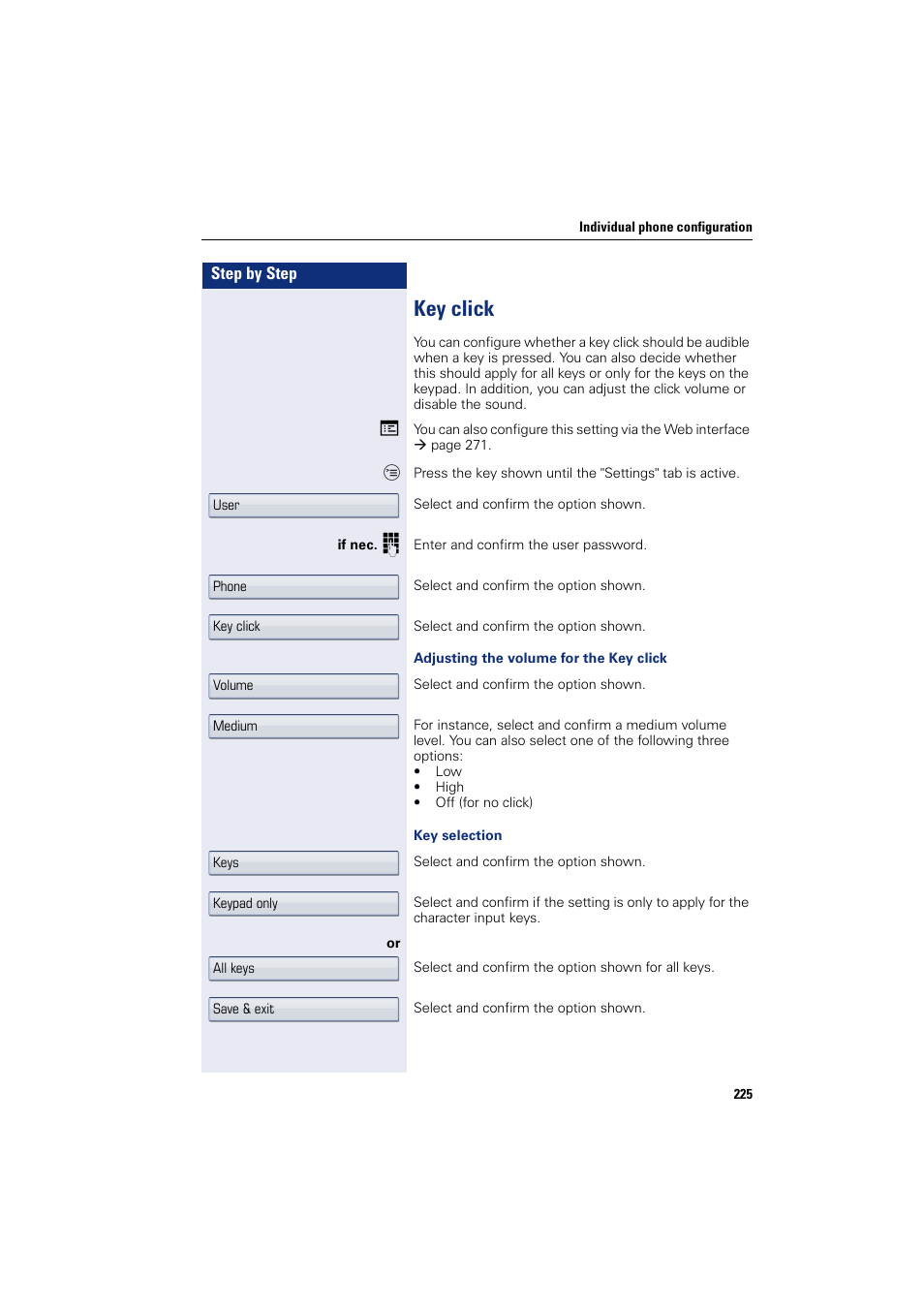 Key click | Siemens HIPATH 8000 User Manual | Page 225 / 297