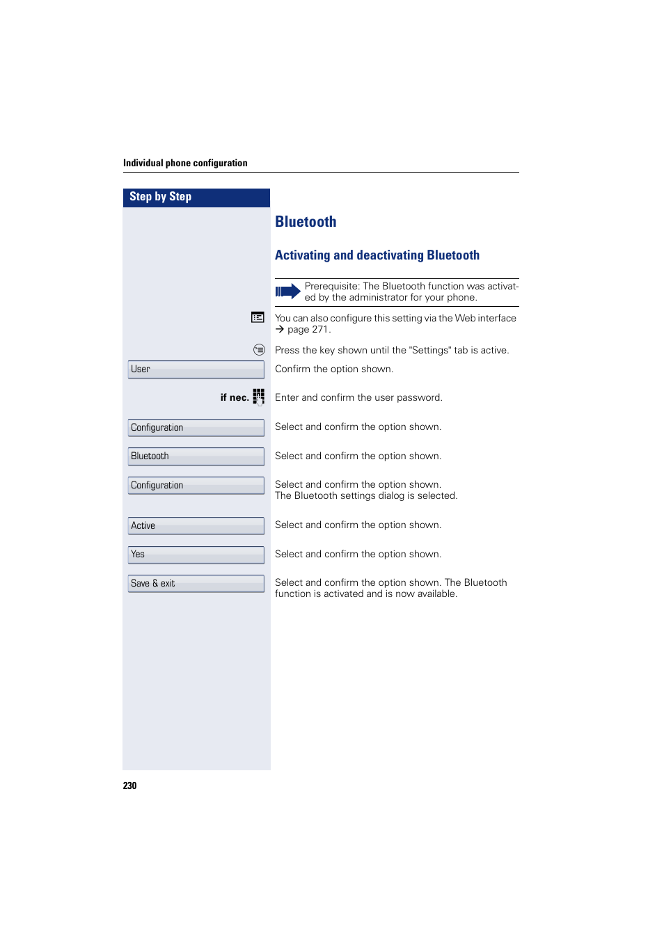 Bluetooth, Activating and deactivating bluetooth | Siemens HIPATH 8000 User Manual | Page 230 / 297