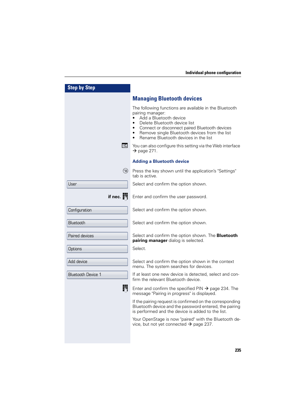 Managing bluetooth devices | Siemens HIPATH 8000 User Manual | Page 235 / 297