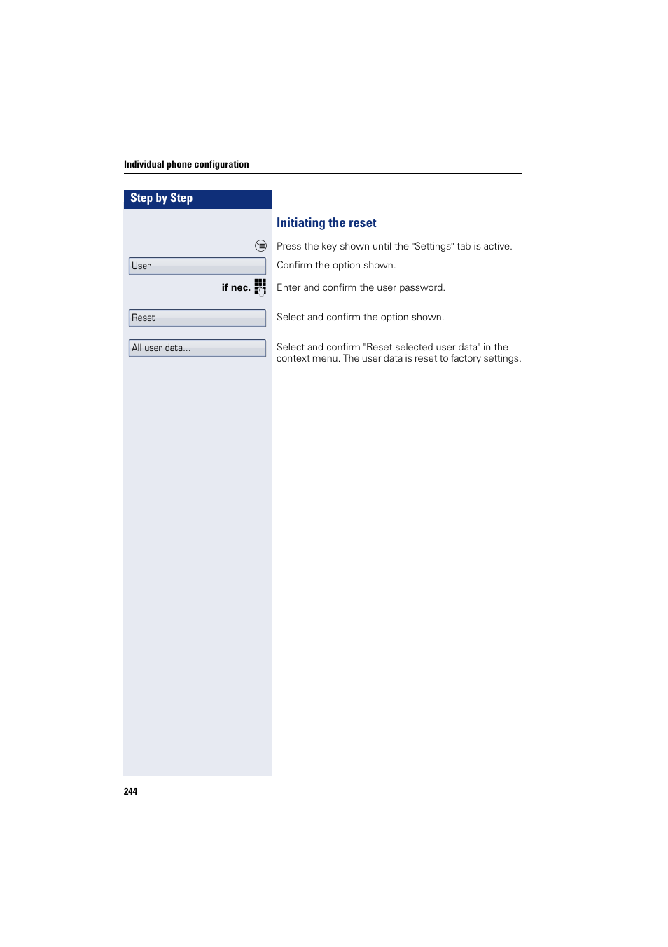 Initiating the reset | Siemens HIPATH 8000 User Manual | Page 244 / 297