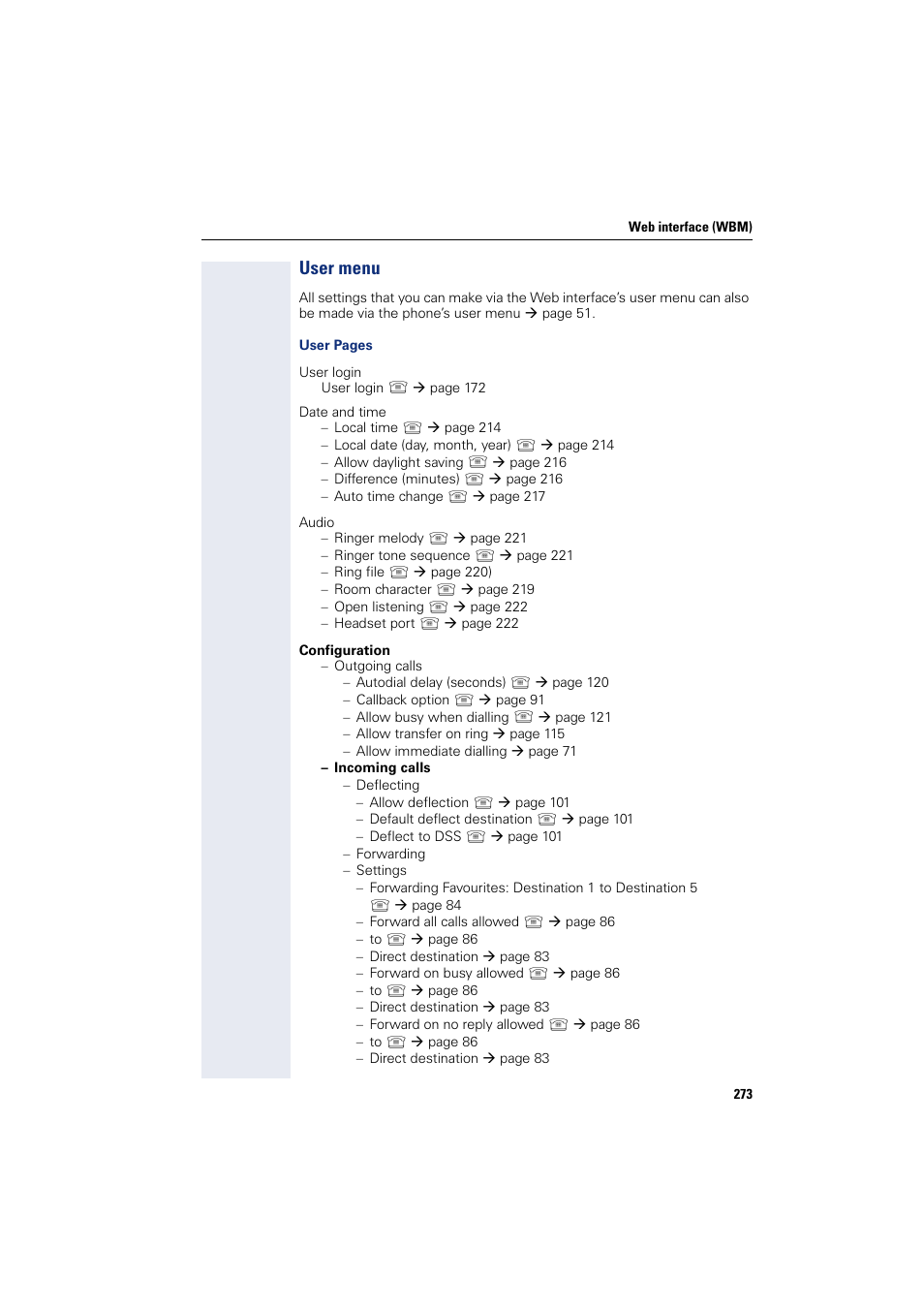 User menu | Siemens HIPATH 8000 User Manual | Page 273 / 297