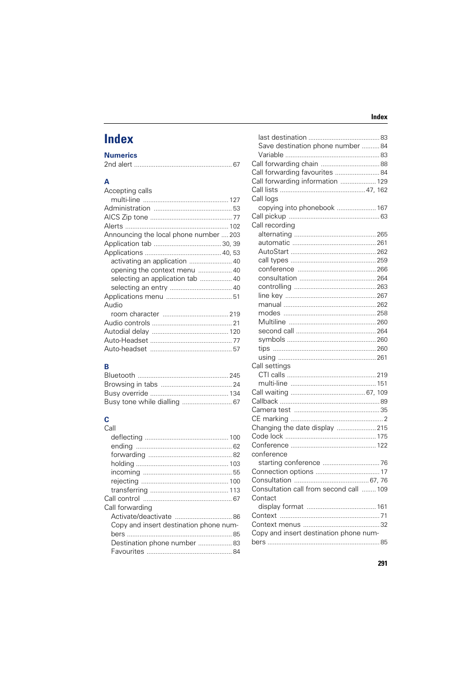 Index, Numerics | Siemens HIPATH 8000 User Manual | Page 291 / 297