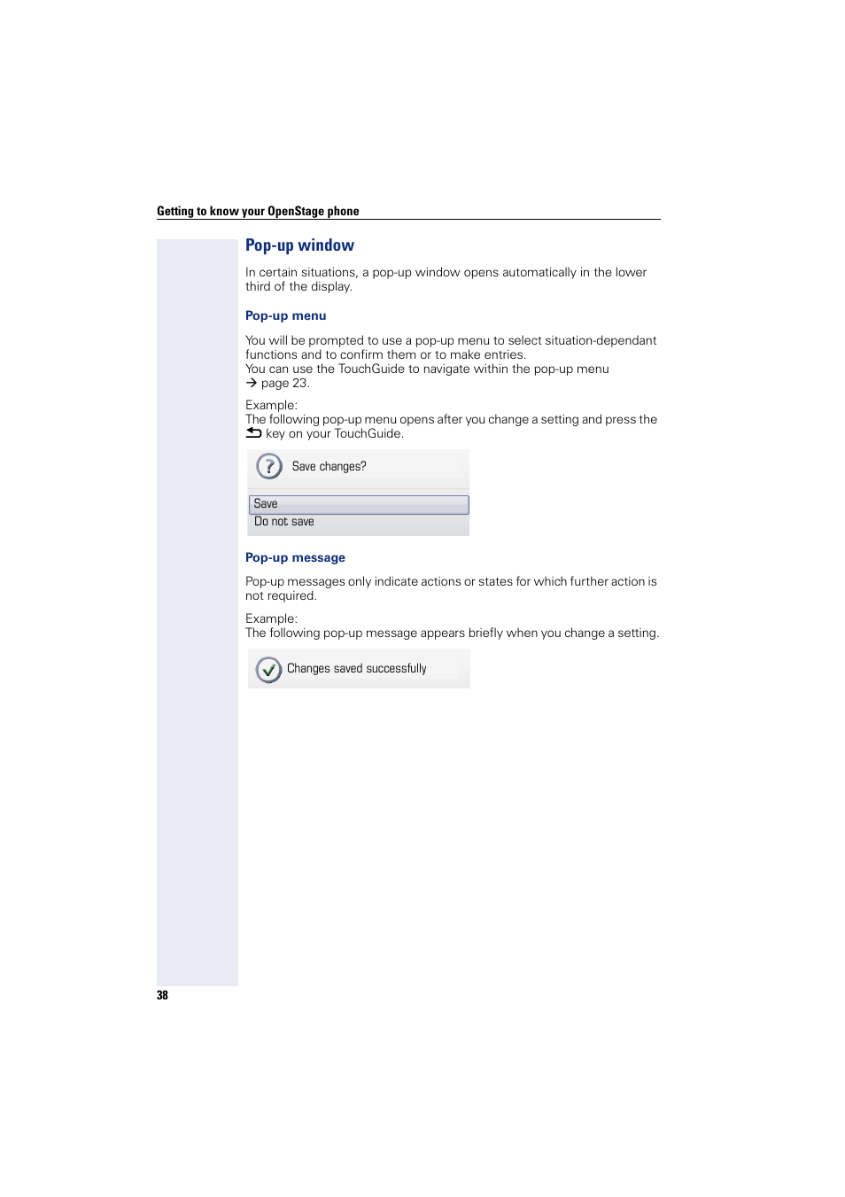 Pop-up window | Siemens HIPATH 8000 User Manual | Page 38 / 297