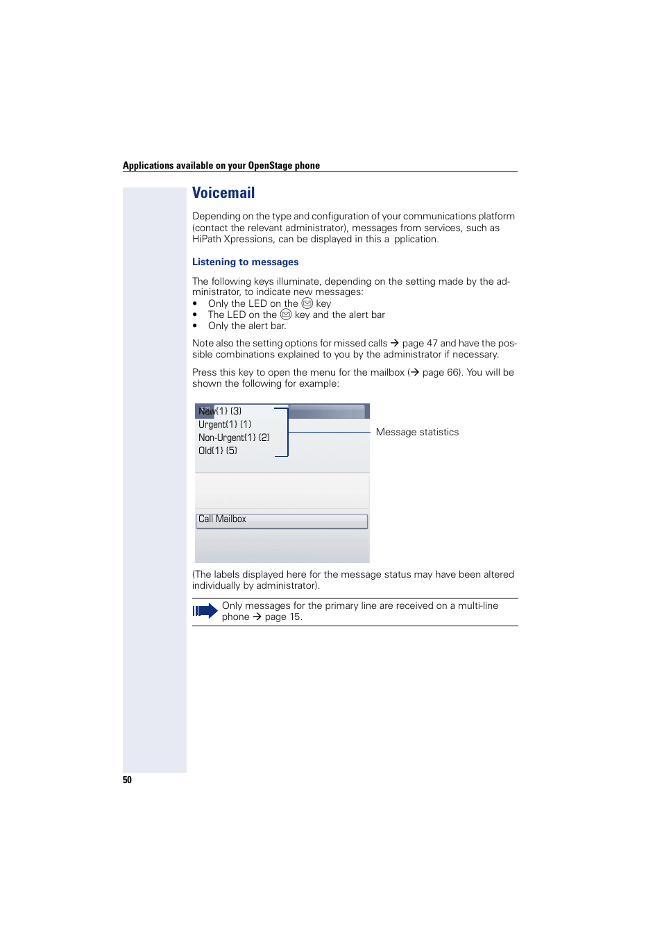 Voicemail, Icemail, Ice messages | Siemens HIPATH 8000 User Manual | Page 50 / 297