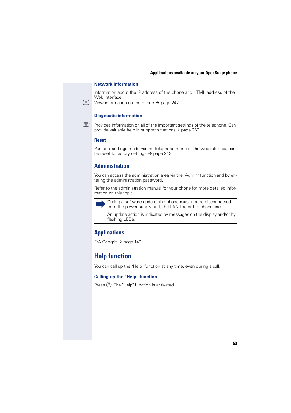 Administration, Applications, Help function | Administration applications | Siemens HIPATH 8000 User Manual | Page 53 / 297