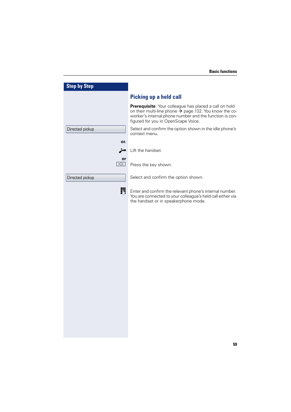 Picking up a held call | Siemens HIPATH 8000 User Manual | Page 59 / 297