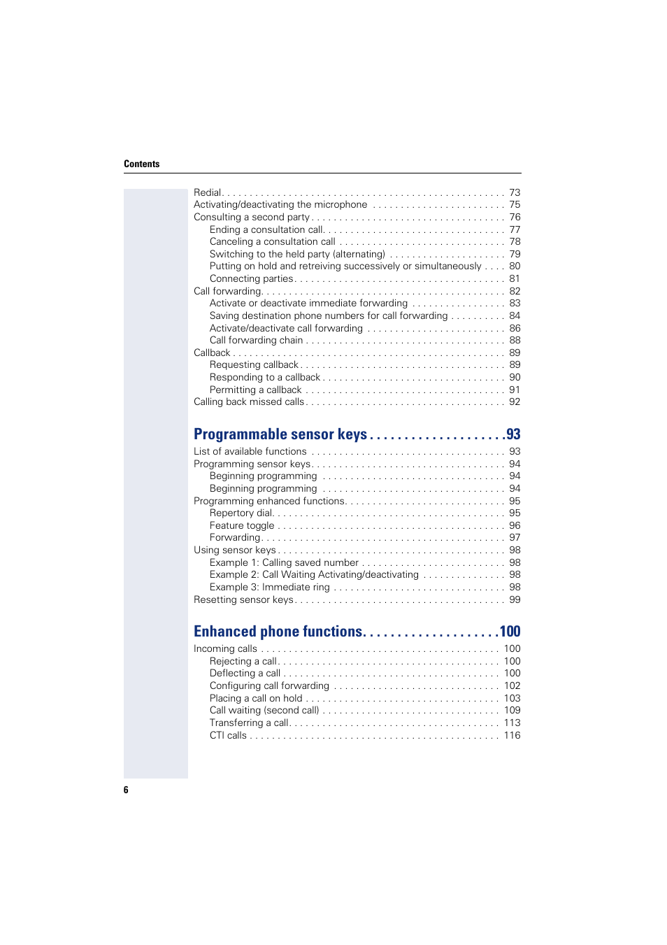 Programmable sensor keys, Enhanced phone functions | Siemens HIPATH 8000 User Manual | Page 6 / 297