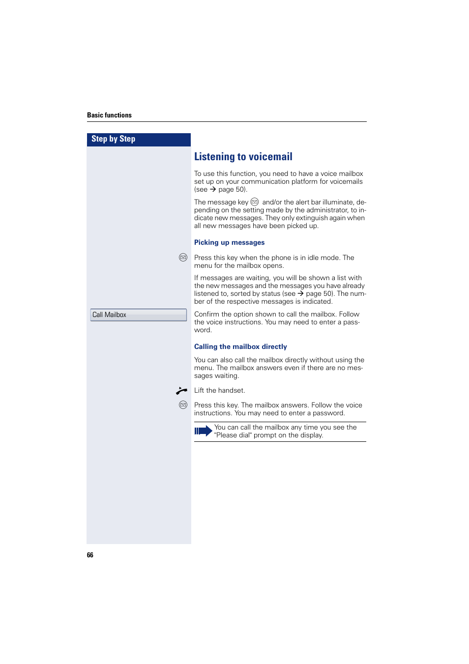 Listening to voicemail | Siemens HIPATH 8000 User Manual | Page 66 / 297