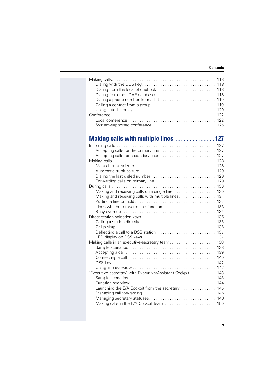 Making calls with multiple lines | Siemens HIPATH 8000 User Manual | Page 7 / 297