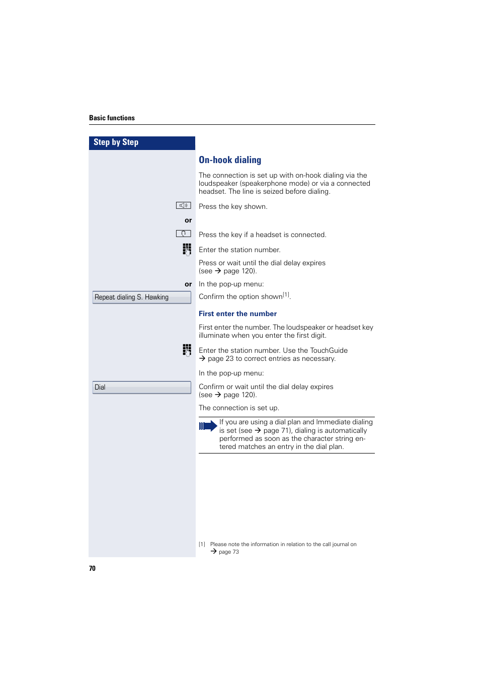 On-hook dialing | Siemens HIPATH 8000 User Manual | Page 70 / 297