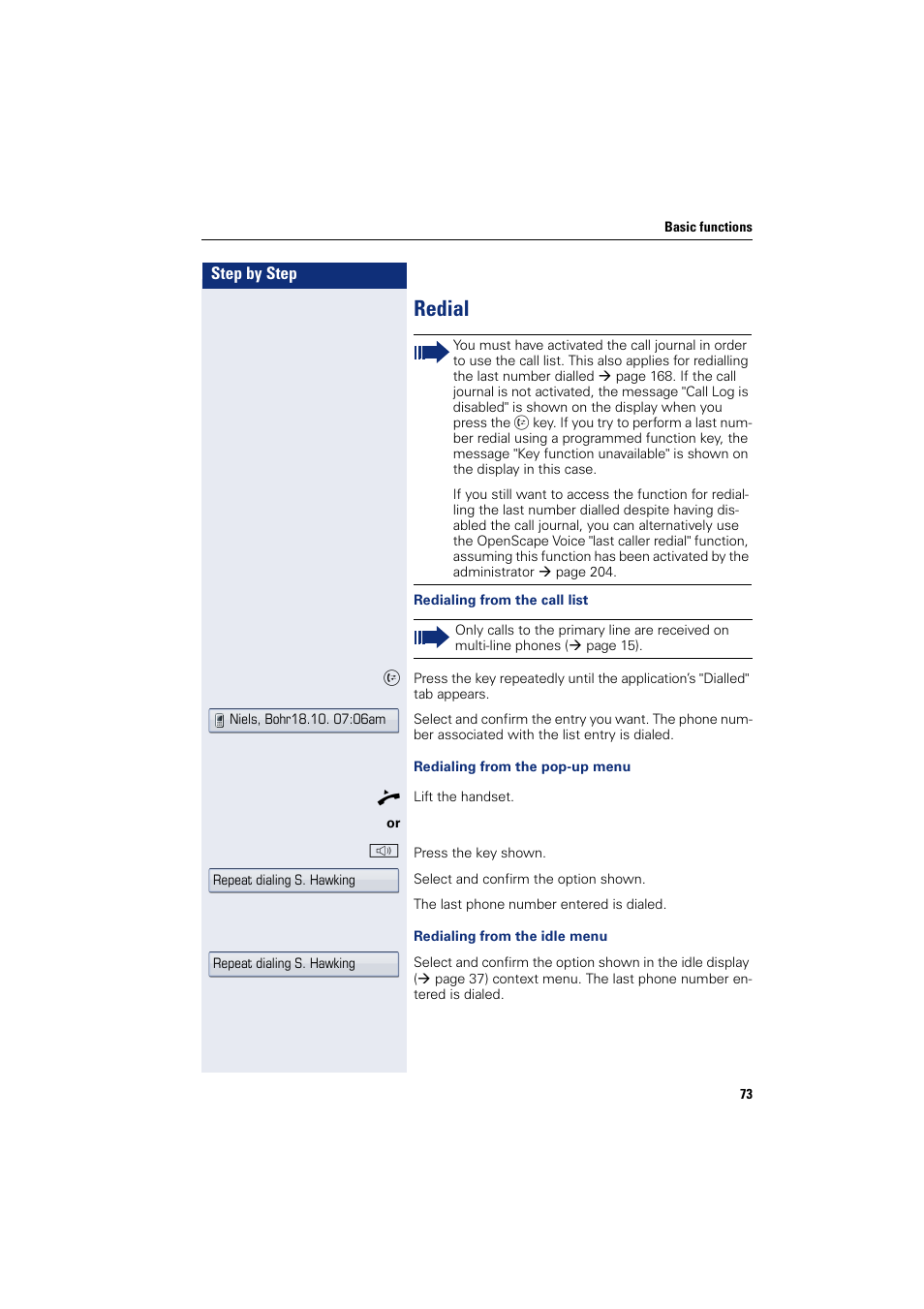 Redial | Siemens HIPATH 8000 User Manual | Page 73 / 297