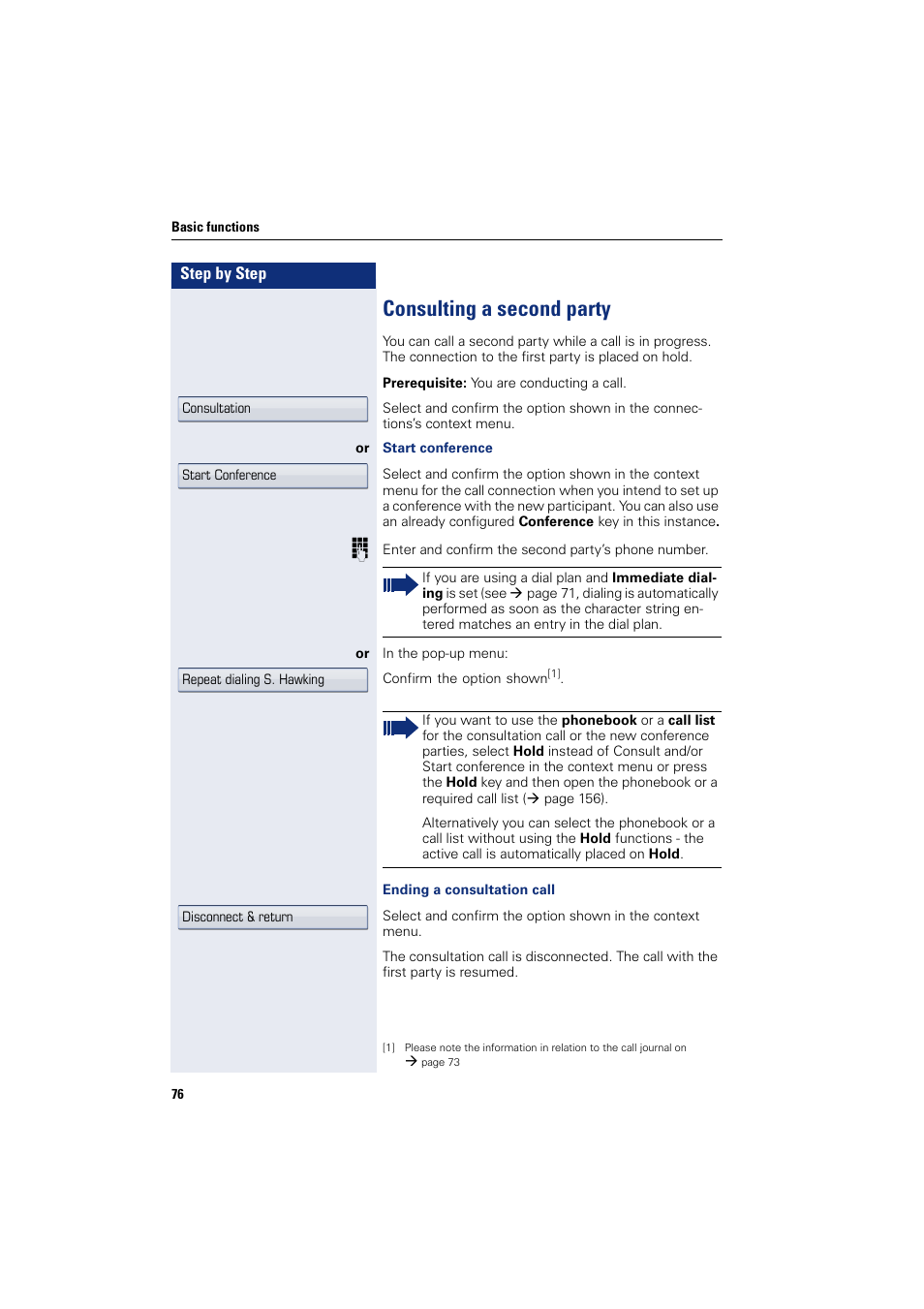 Consulting a second party | Siemens HIPATH 8000 User Manual | Page 76 / 297