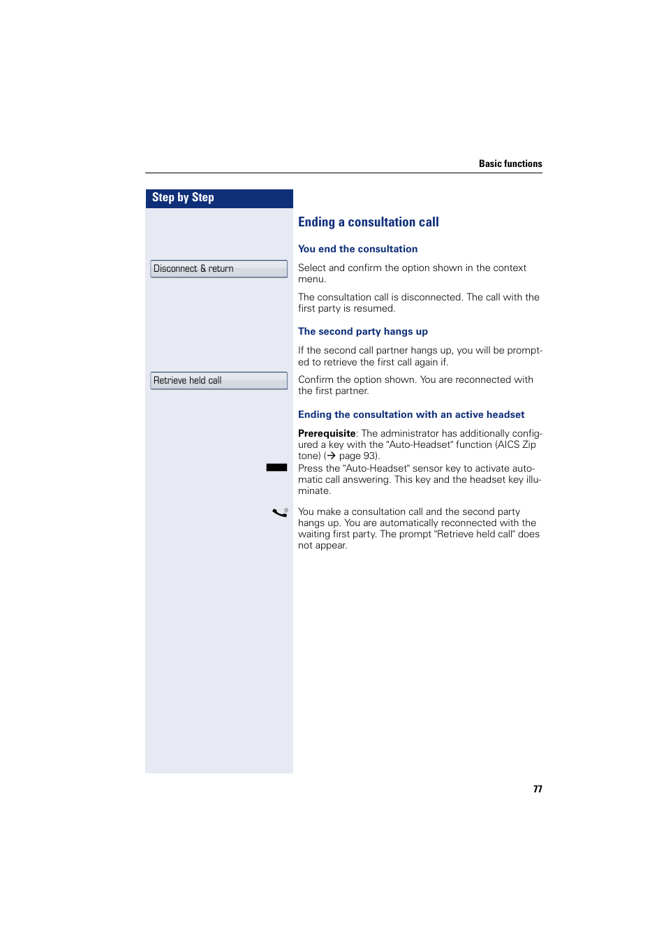 Ending a consultation call | Siemens HIPATH 8000 User Manual | Page 77 / 297