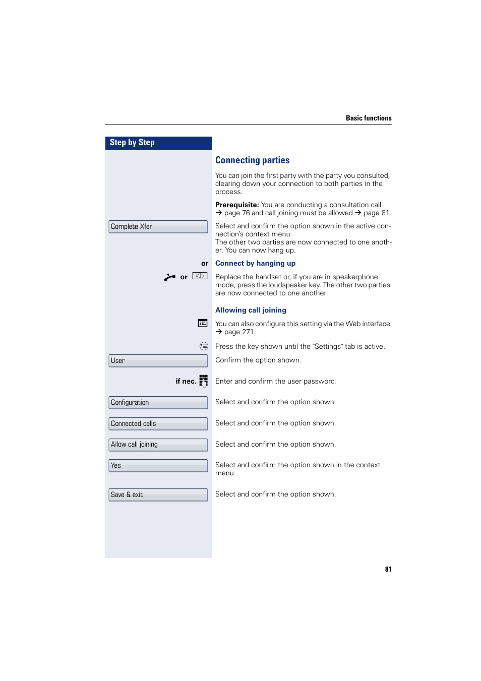 Connecting parties | Siemens HIPATH 8000 User Manual | Page 81 / 297