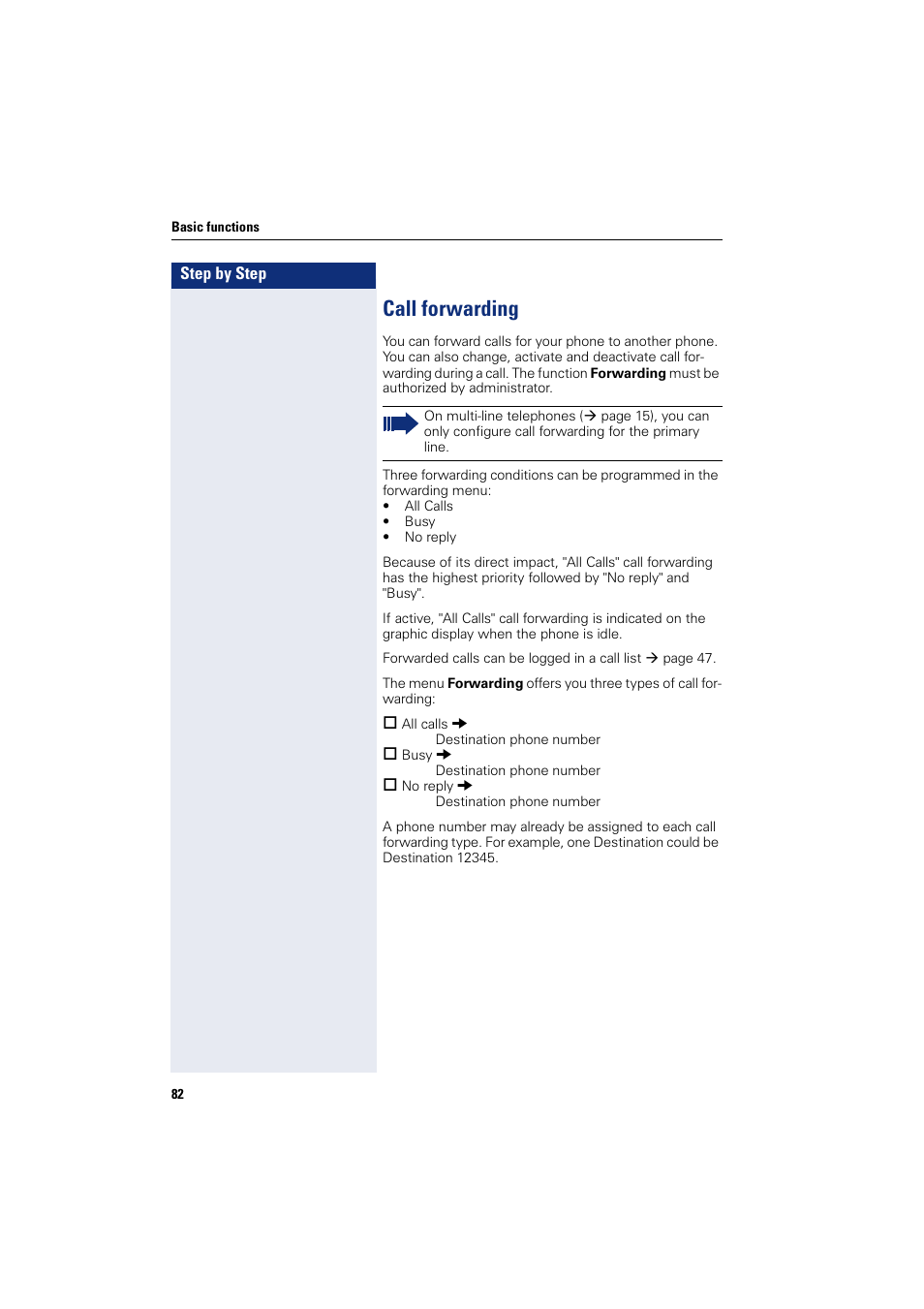 Call forwarding | Siemens HIPATH 8000 User Manual | Page 82 / 297