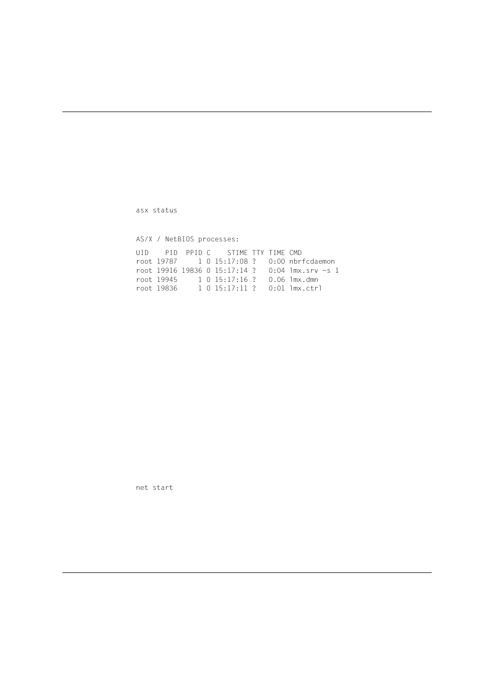 Troubleshooting troubleshooting procedures, Asx status, Net start | Siemens Unix V4.0 User Manual | Page 244 / 365