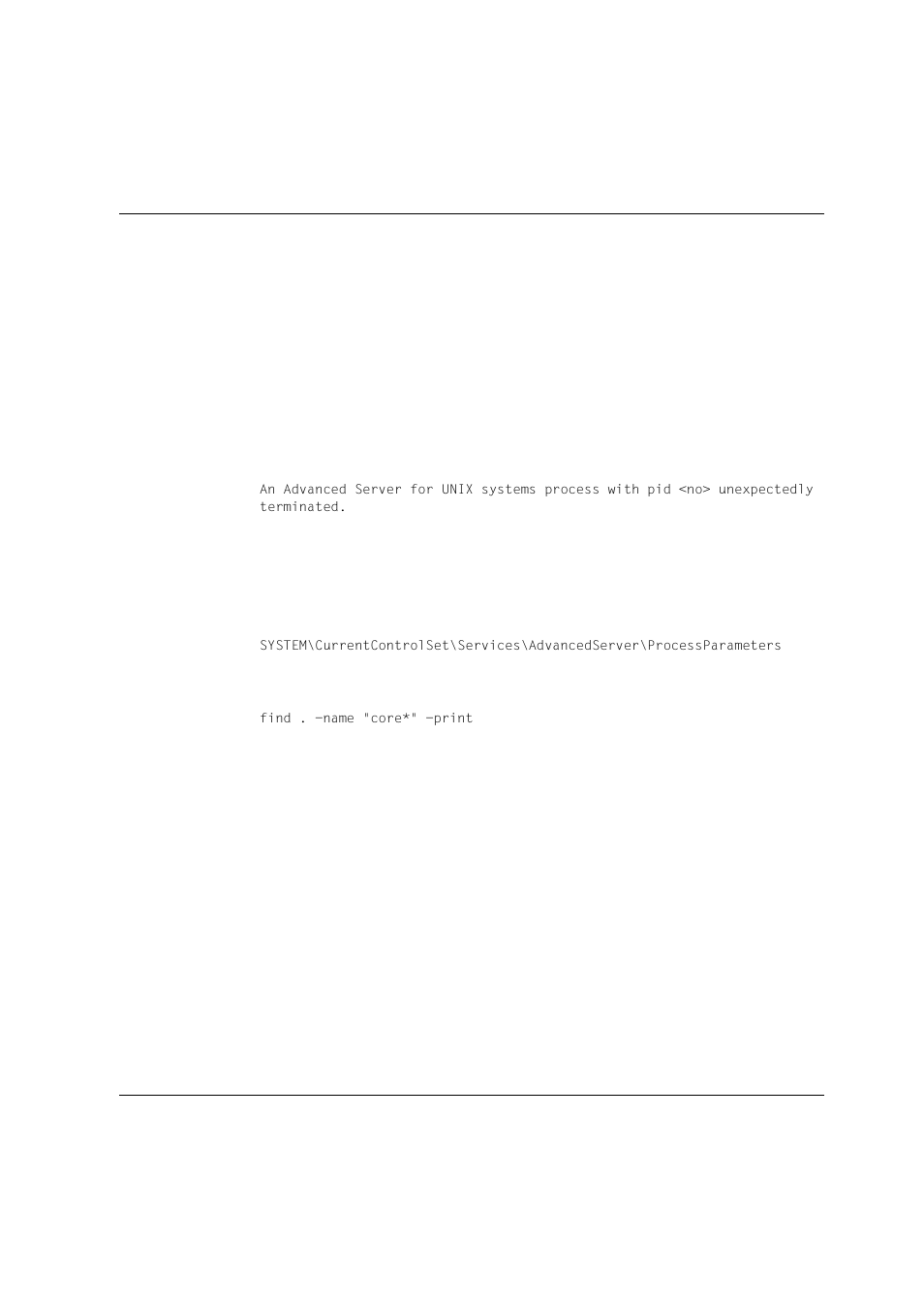 Troubleshooting troubleshooting procedures, Find . -name "core*" -print | Siemens Unix V4.0 User Manual | Page 245 / 365