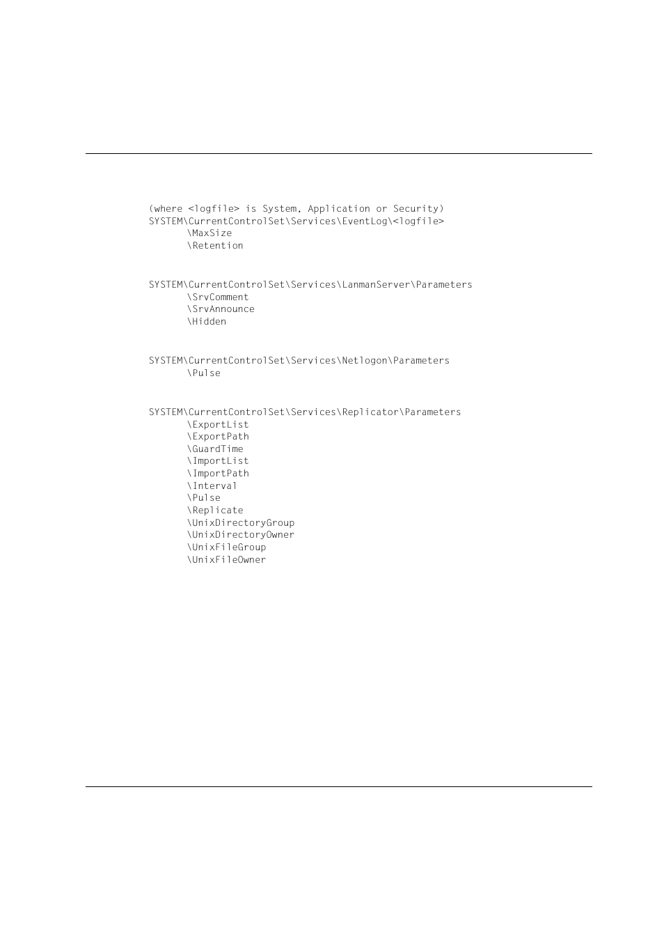 Advanced server registry registry keys and values, Registry path | Siemens Unix V4.0 User Manual | Page 280 / 365