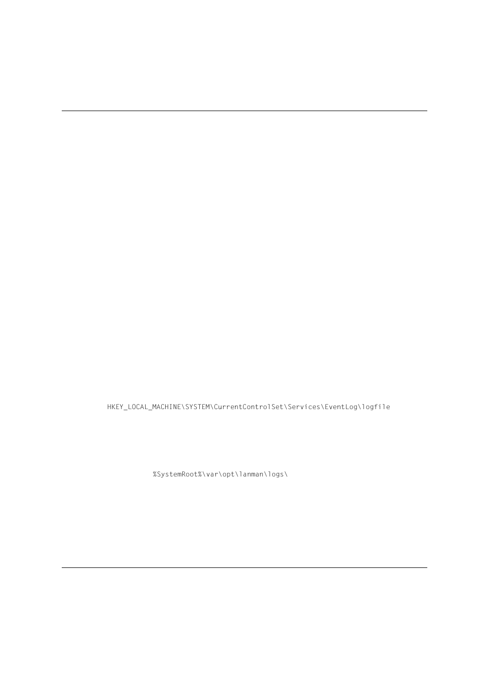 8 eventlog service entries, Advanced server registry eventlog service entries, Systemroot%\var\opt\lanman\logs\ filename | Siemens Unix V4.0 User Manual | Page 305 / 365