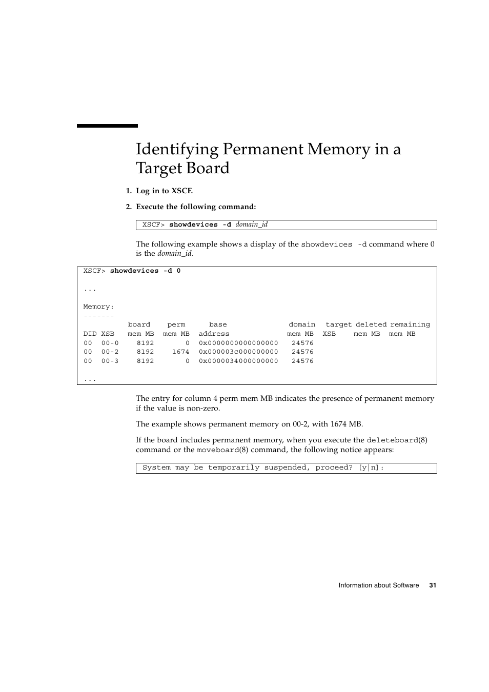 Identifying permanent memory in a target board | Siemens SPARC ENTERPRISE M8000 User Manual | Page 39 / 50