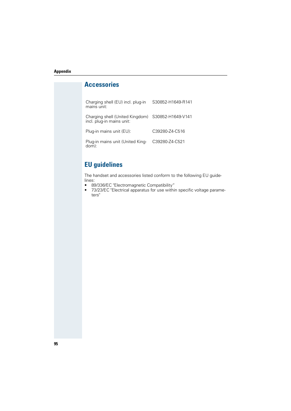 Accessories, Eu guidelines, Accessories eu guidelines | Siemens HiPath 4000 User Manual | Page 103 / 109