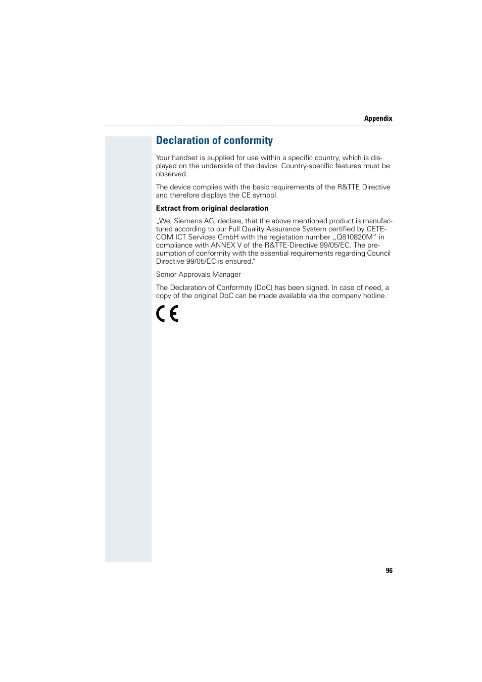 Declaration of conformity | Siemens HiPath 4000 User Manual | Page 104 / 109