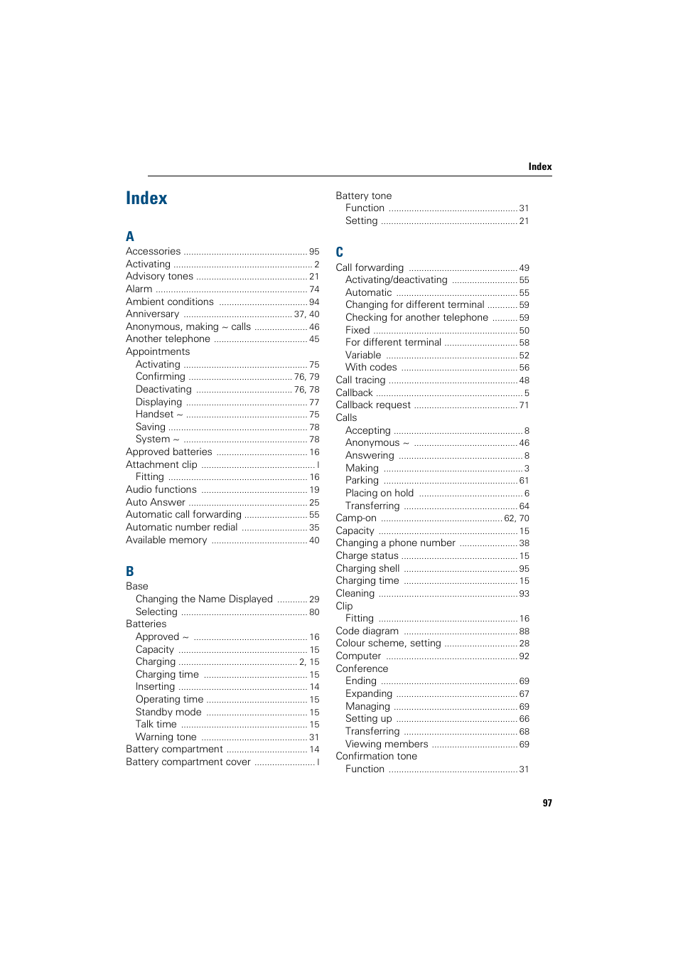 Index | Siemens HiPath 4000 User Manual | Page 105 / 109