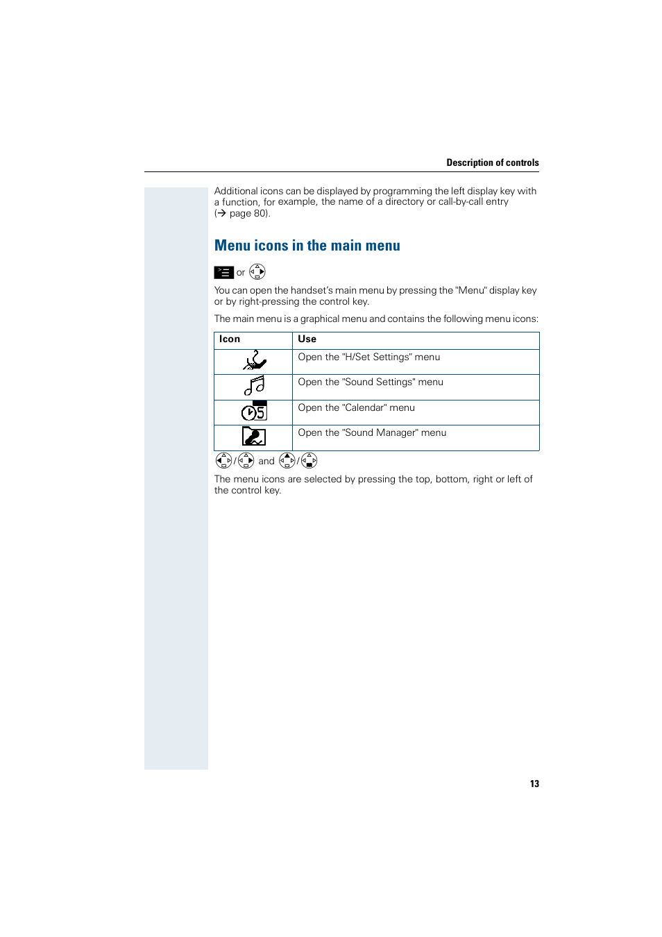 Menu icons in the main menu | Siemens HiPath 4000 User Manual | Page 21 / 109