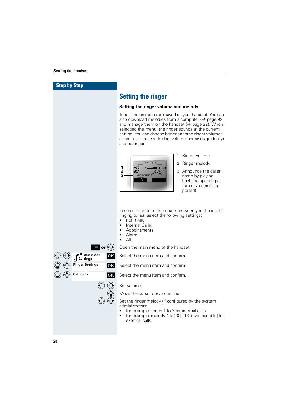 Setting the ringer | Siemens HiPath 4000 User Manual | Page 28 / 109