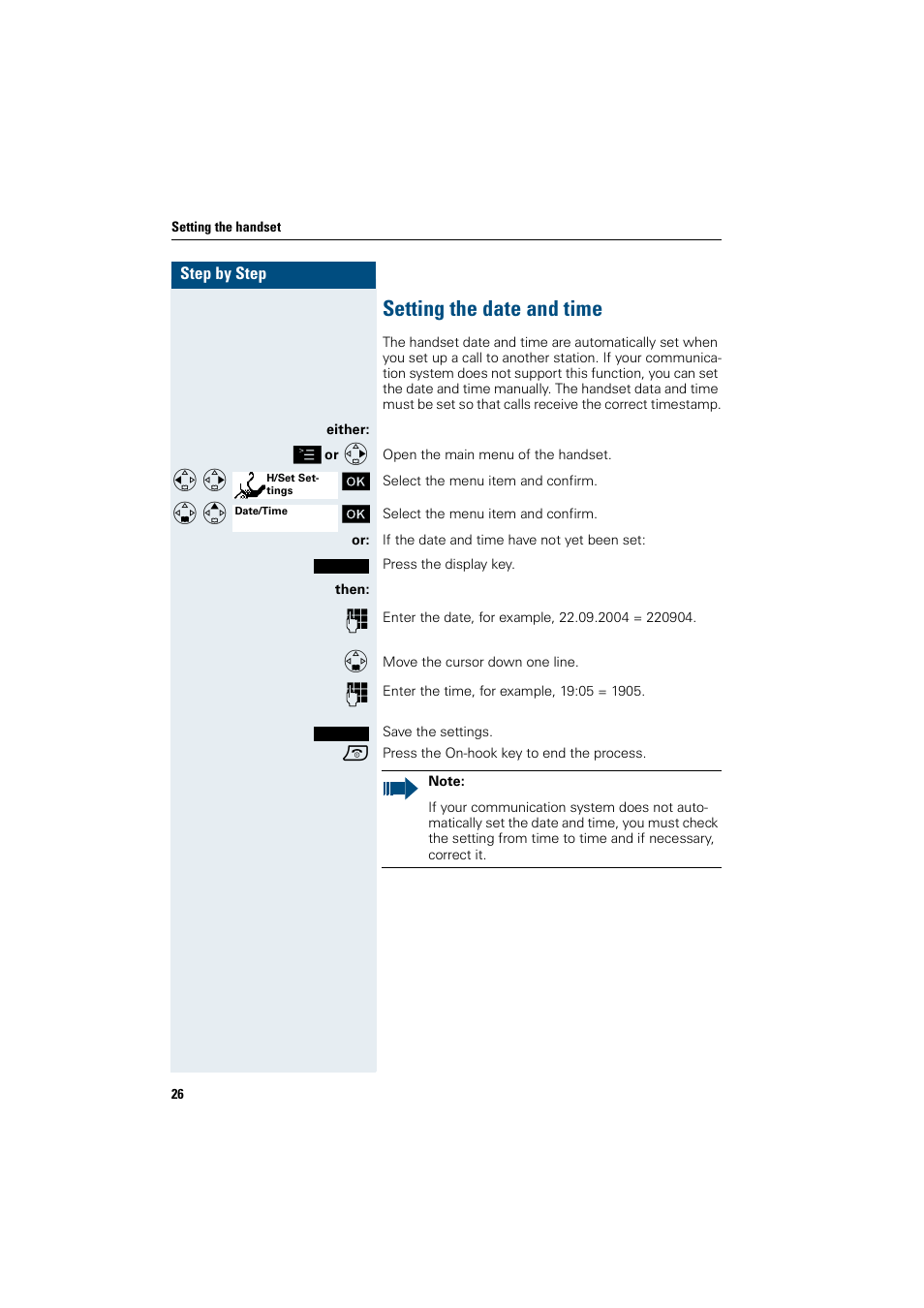 Setting the date and time | Siemens HiPath 4000 User Manual | Page 34 / 109